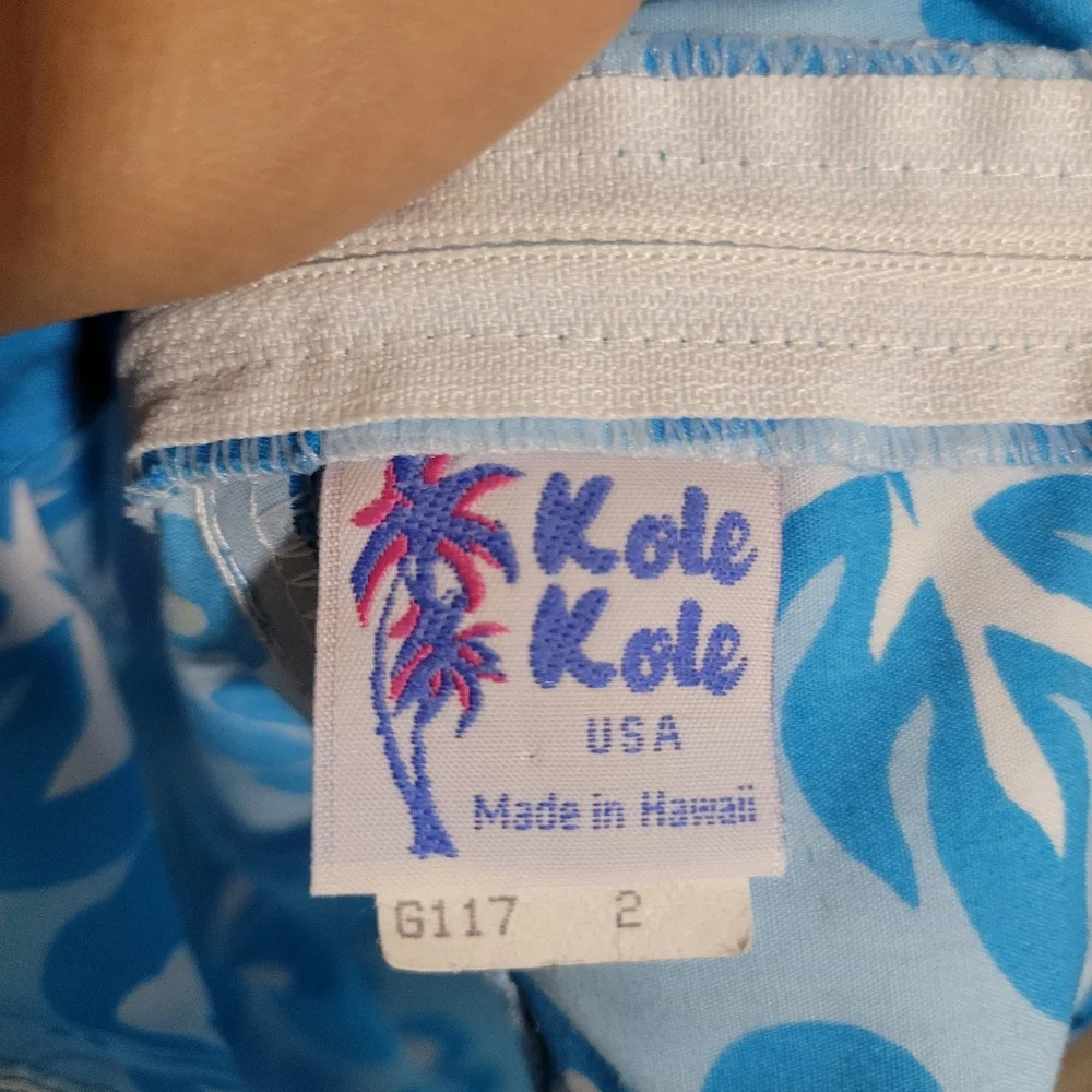 Vintage Kole Kole Blue Floral Dress with Bow Hawaii Made Size 2T